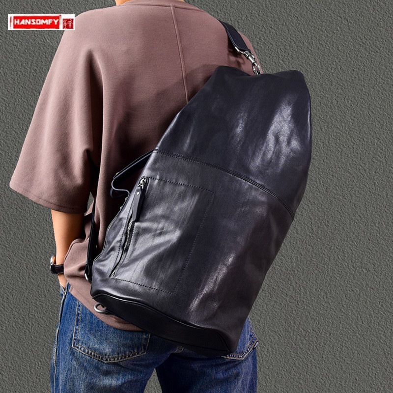 2025 New Large Capacity Genuin - Leather Backpack Vintage ulasan dan harga