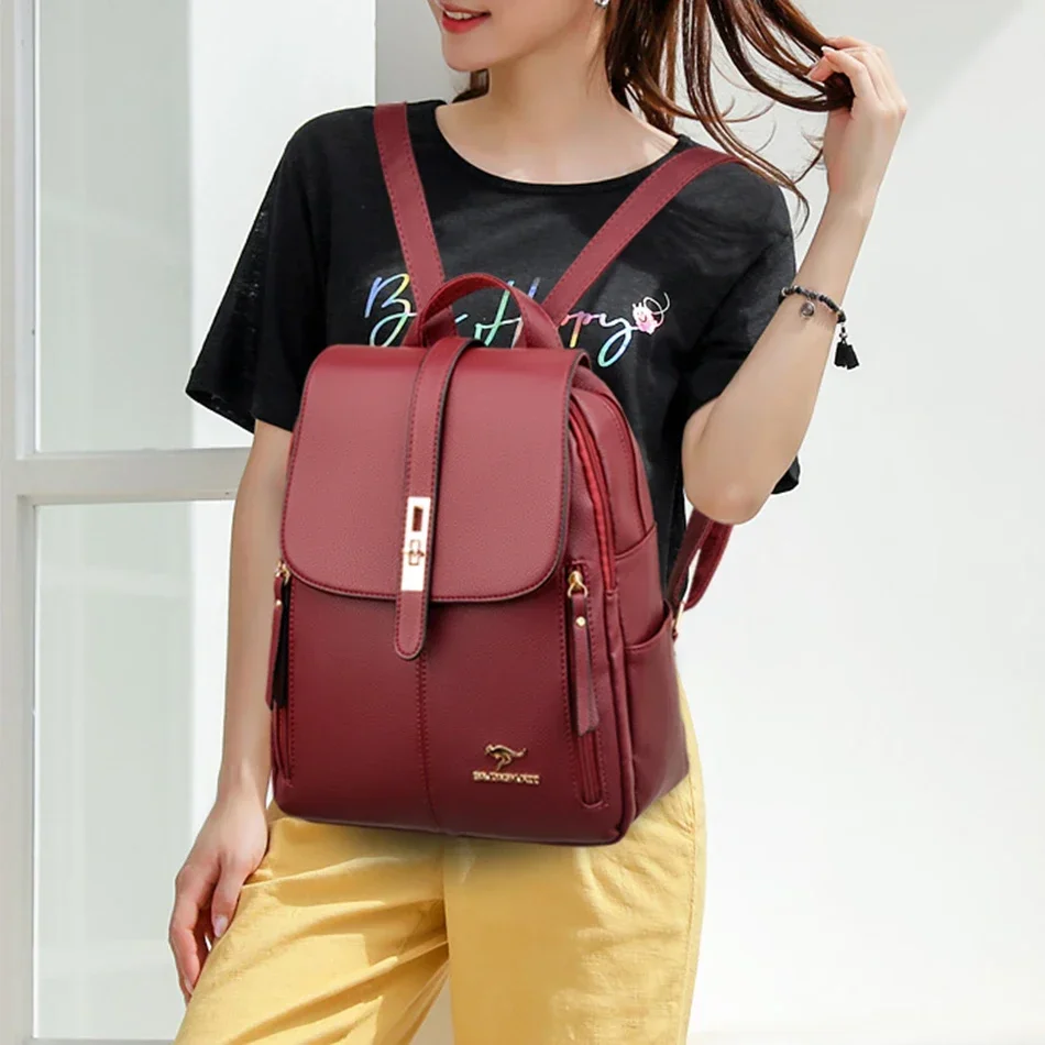 Women Leather Large Capacity B - Leather Backpack Vintage ulasan dan harga
