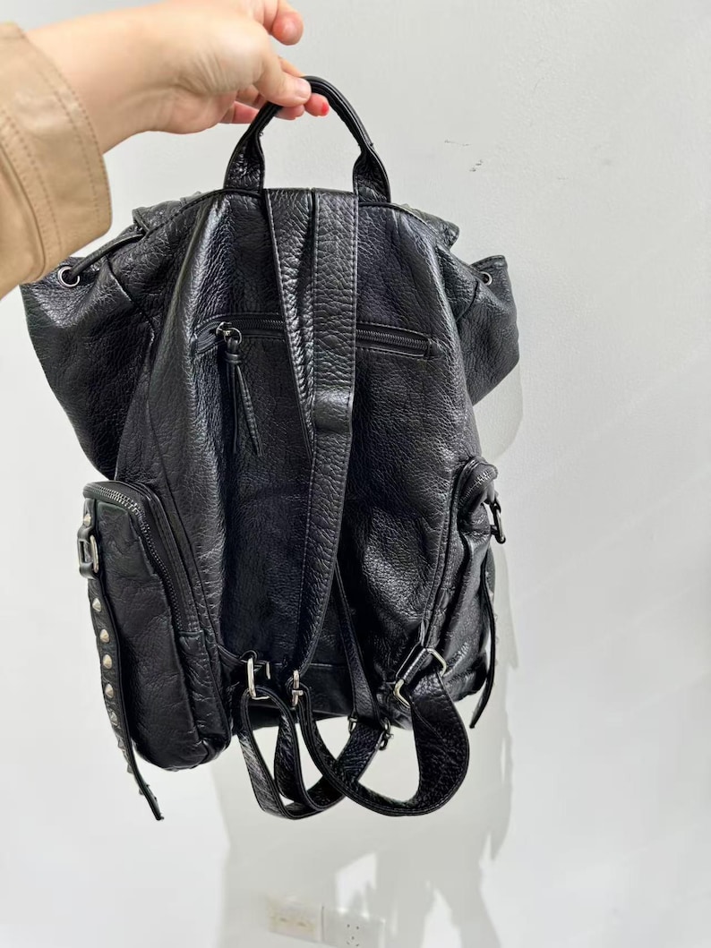 Gothic Punk PU Leather Shoulde - Leather Backpack Vintage ulasan dan harga
